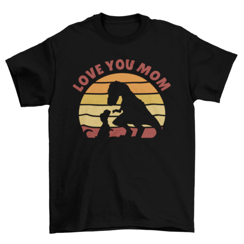Dinosaur Silhouette T-Shirt for Moms, Fun "Love You Mom" Dino Design