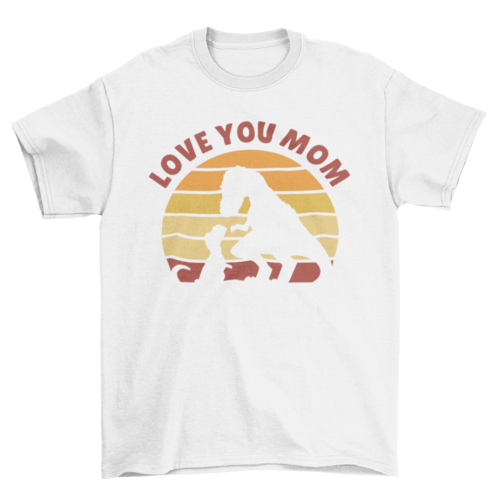 Dinosaur Silhouette T-Shirt for Moms, Fun "Love You Mom" Dino Design