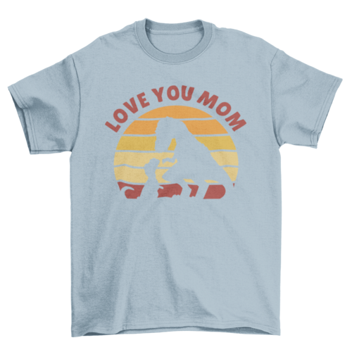 Dinosaur Silhouette T-Shirt for Moms, Fun "Love You Mom" Dino Design