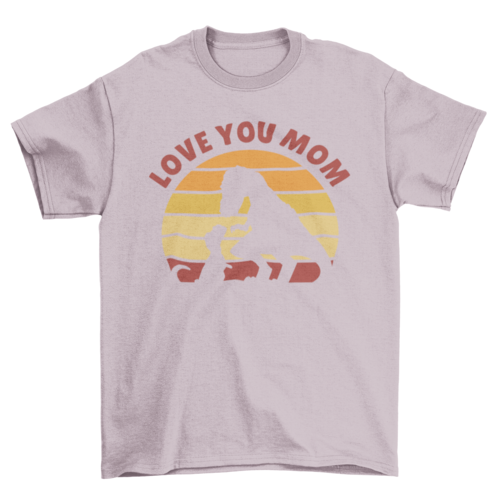 Dinosaur Silhouette T-Shirt for Moms, Fun "Love You Mom" Dino Design