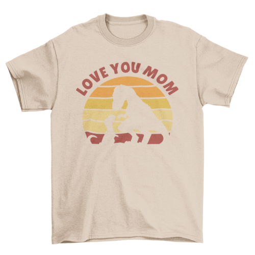 Dinosaur Silhouette T-Shirt for Moms, Fun "Love You Mom" Dino Design