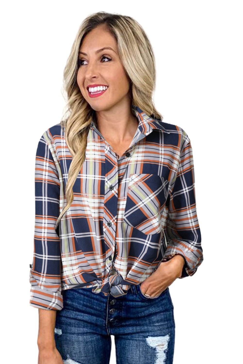 Chic Plaid Print Shirt with Pocket - Must Have for Fall 2024