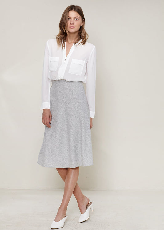Ro & De Women's High Waisted Wool Knit Midi Skirt