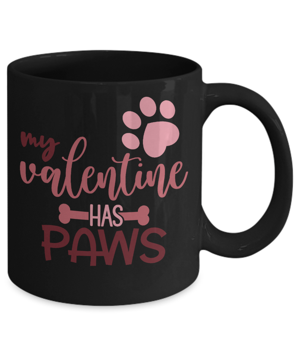 My Valentine Has Paws Mug - Black