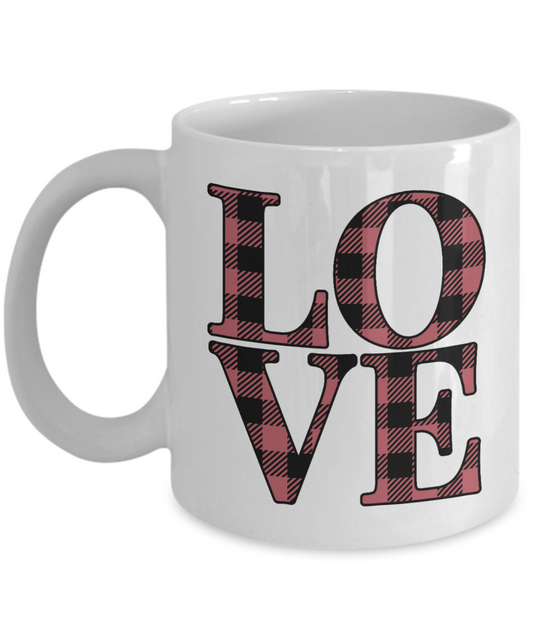 Buffalo Plaid Love Mug