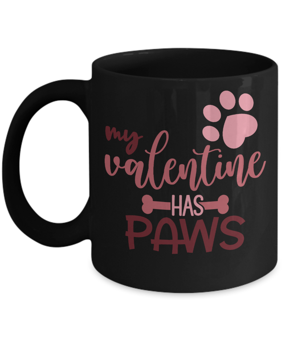 My Valentine Has Paws Mug - Black