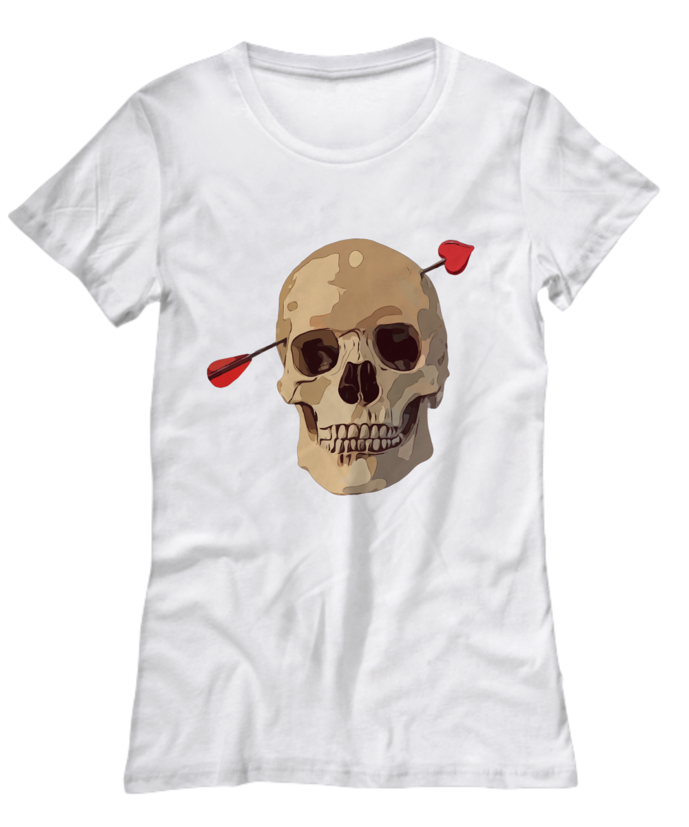 Skull Cupid Women's T-Shirt: Edgy Romance Meets Bold Style