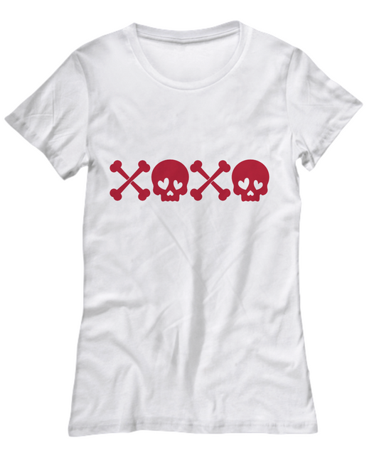 Valentine's Gift for Her - XOXO Skull Graphic T-Shirt