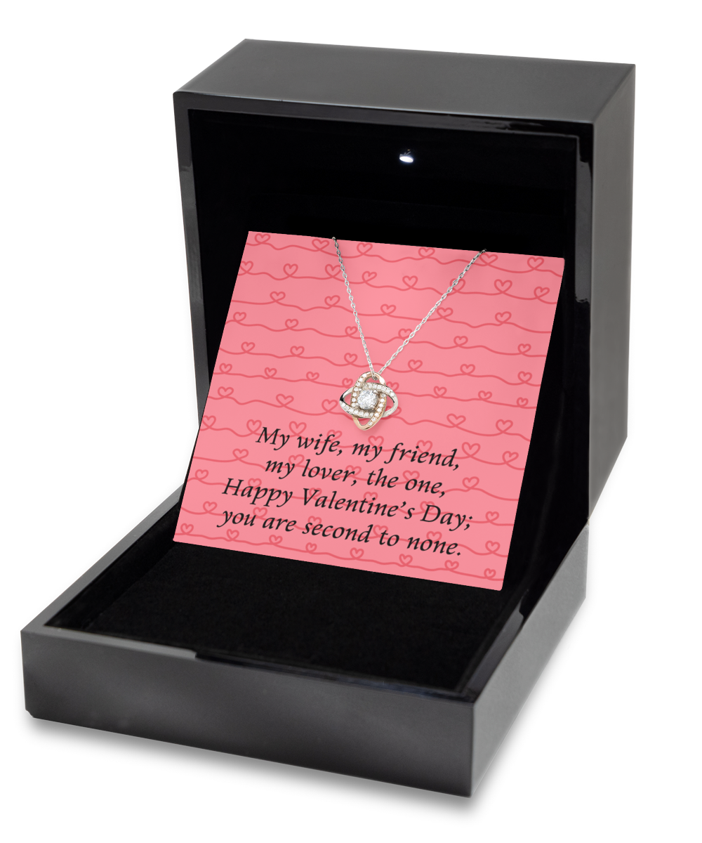 My Wife, My Friend Rose Gold Love Knot Necklace - Valentine's Gift for Wife
