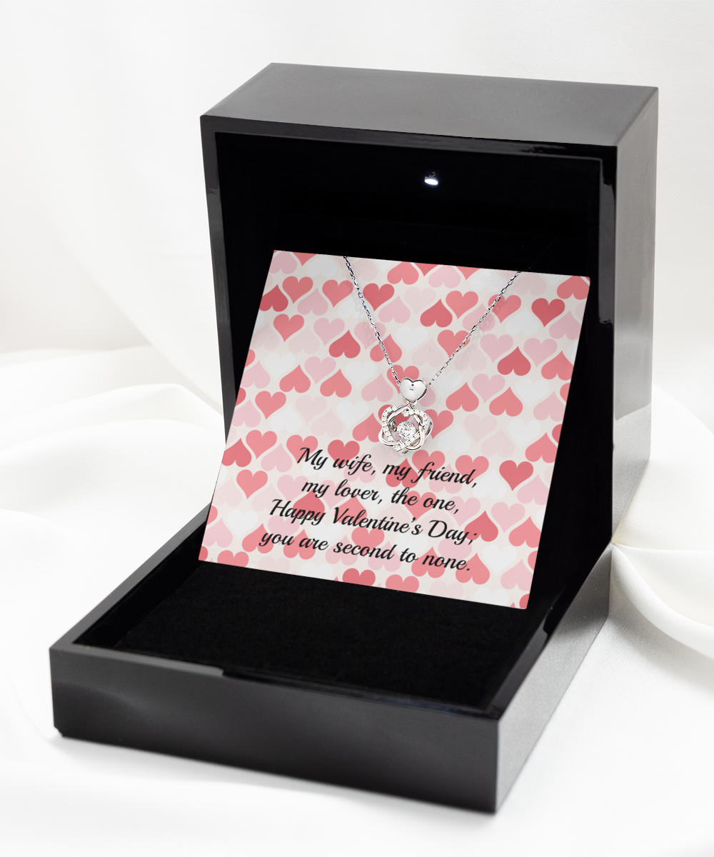 My Wife, My Friend Silver Heart Knot Necklace - Valentine's Gift for Wife