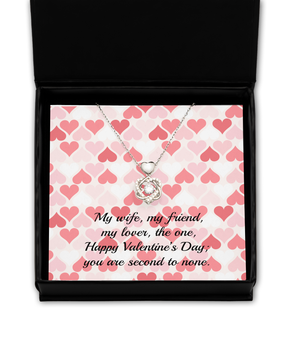 My Wife, My Friend Silver Heart Knot Necklace - Valentine's Gift for Wife
