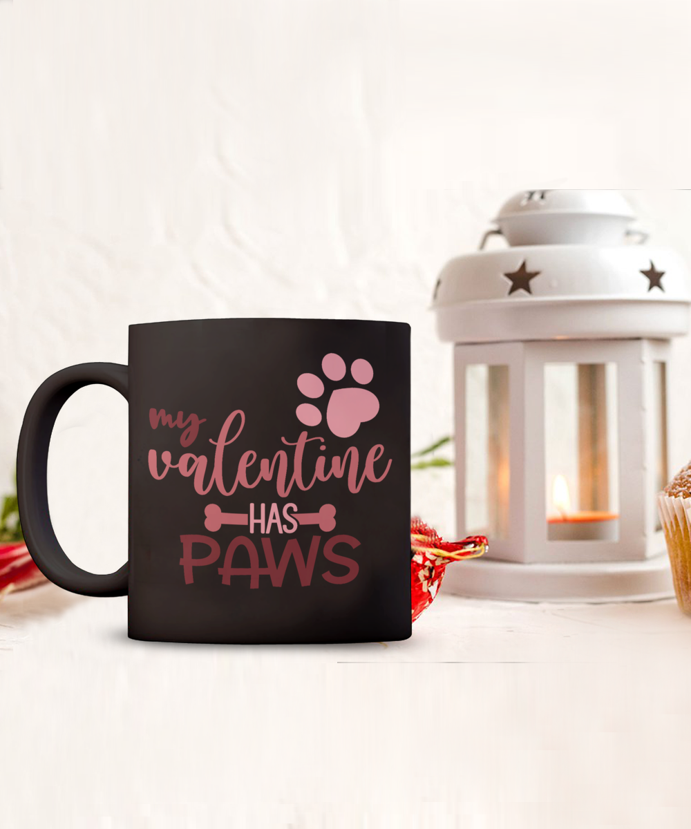 My Valentine Has Paws Mug - Black