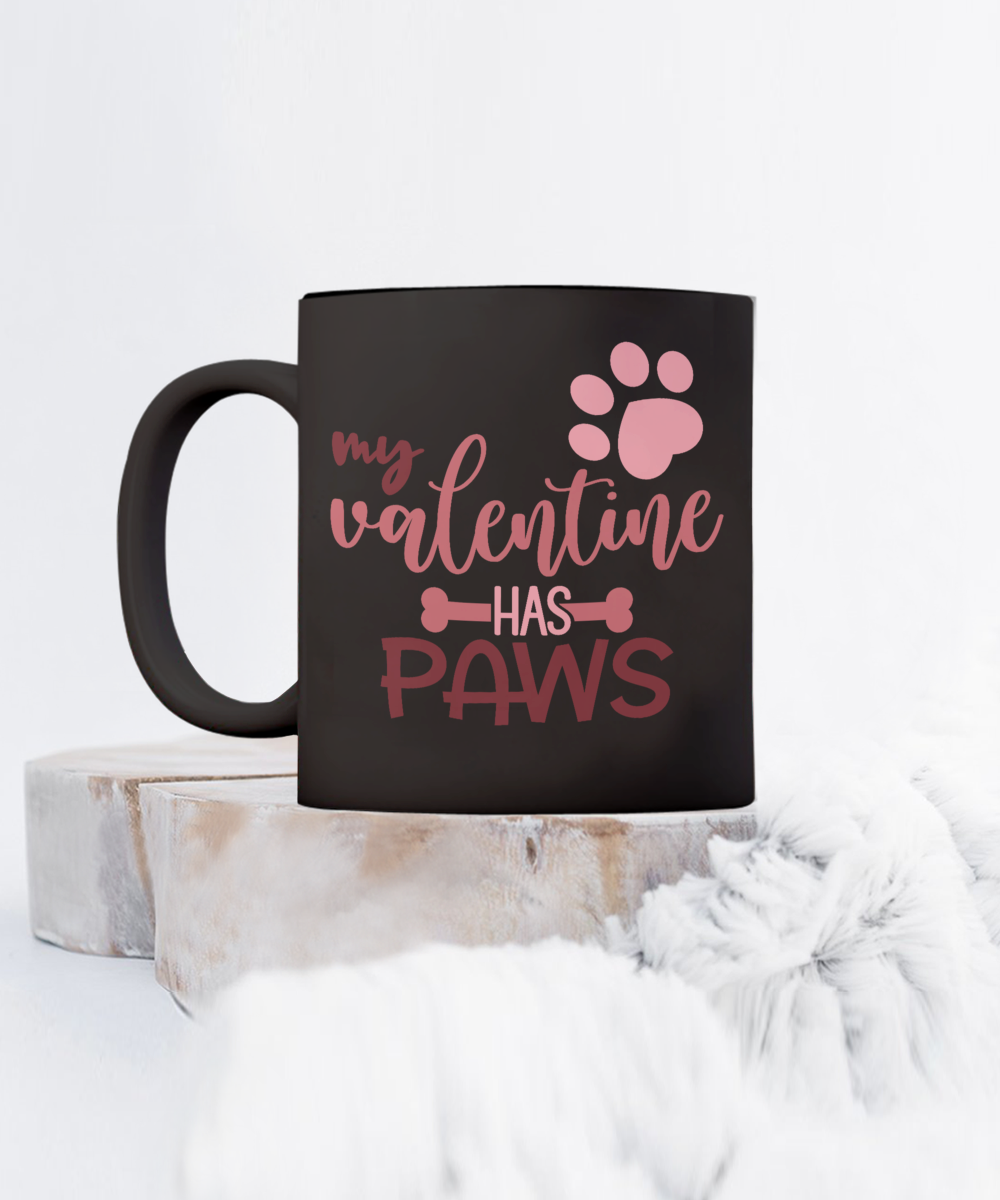 My Valentine Has Paws Mug - Black