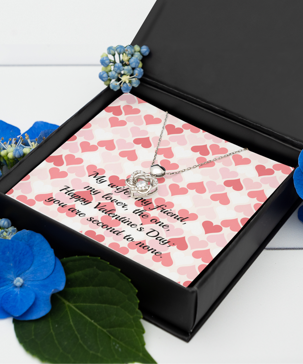 My Wife, My Friend Silver Heart Knot Necklace - Valentine's Gift for Wife