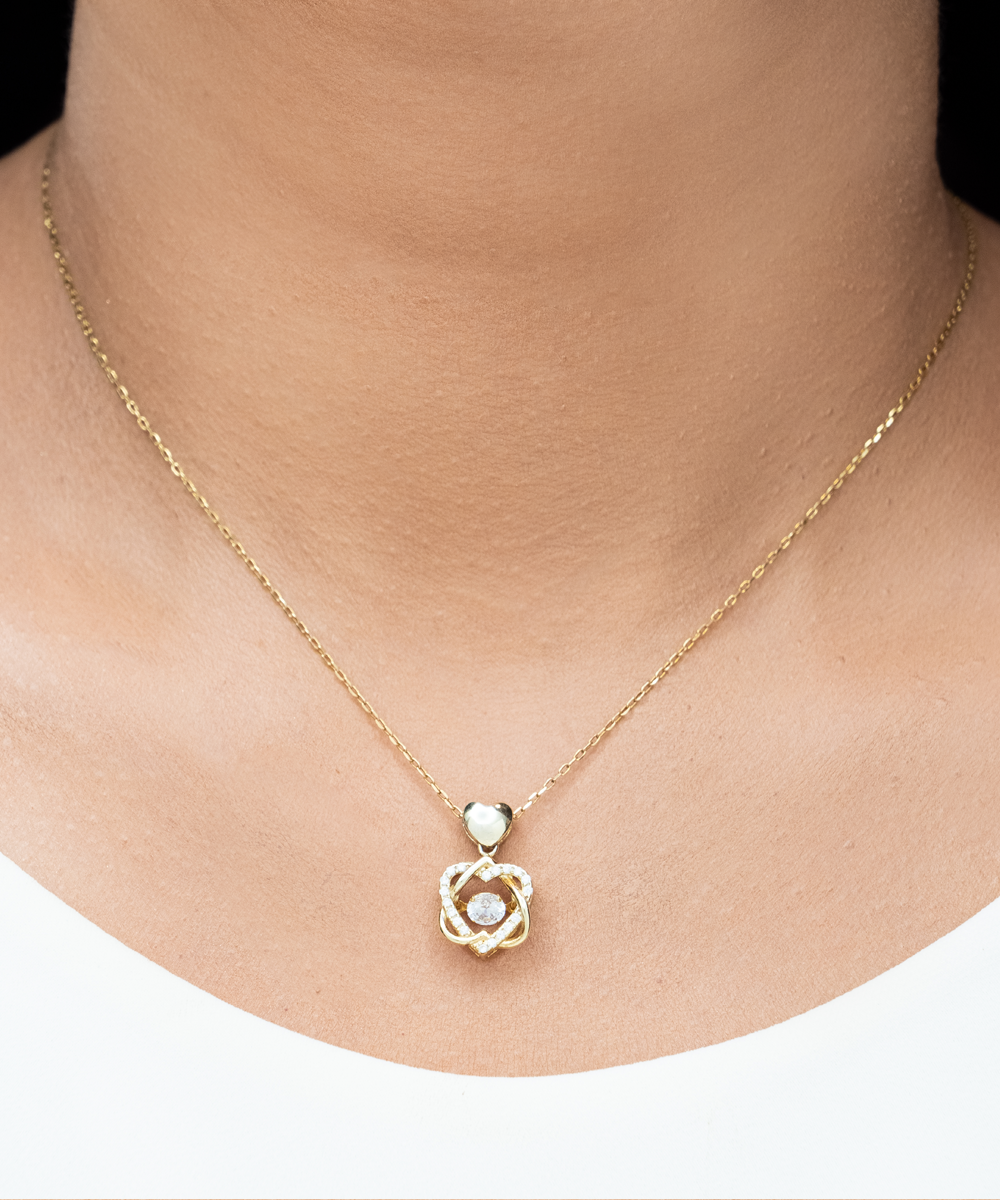 To My Beautiful Wife Heart Knot Gold Necklace - Valentine's Gift for Wife