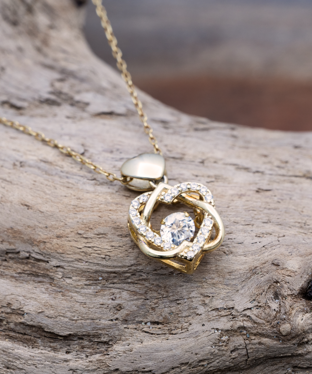 To My Beautiful Wife Heart Knot Gold Necklace - Valentine's Gift for Wife