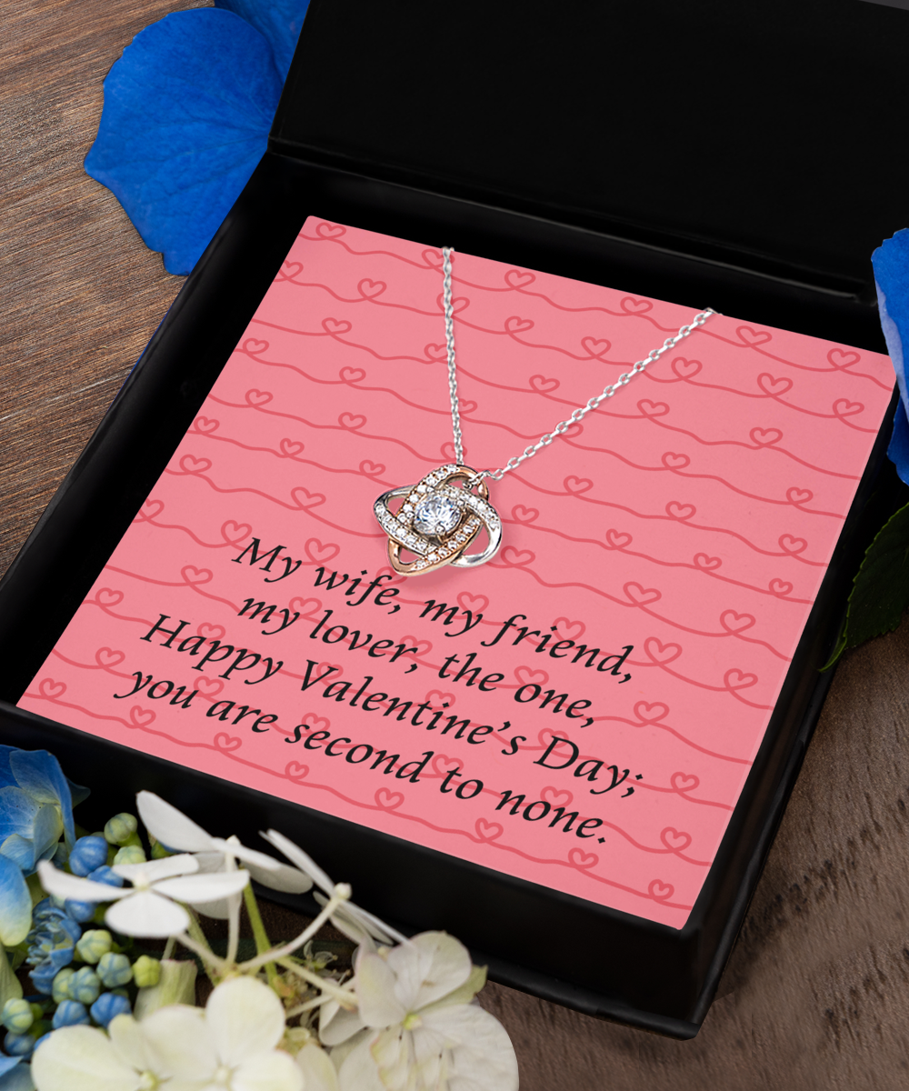 My Wife, My Friend Rose Gold Love Knot Necklace - Valentine's Gift for Wife