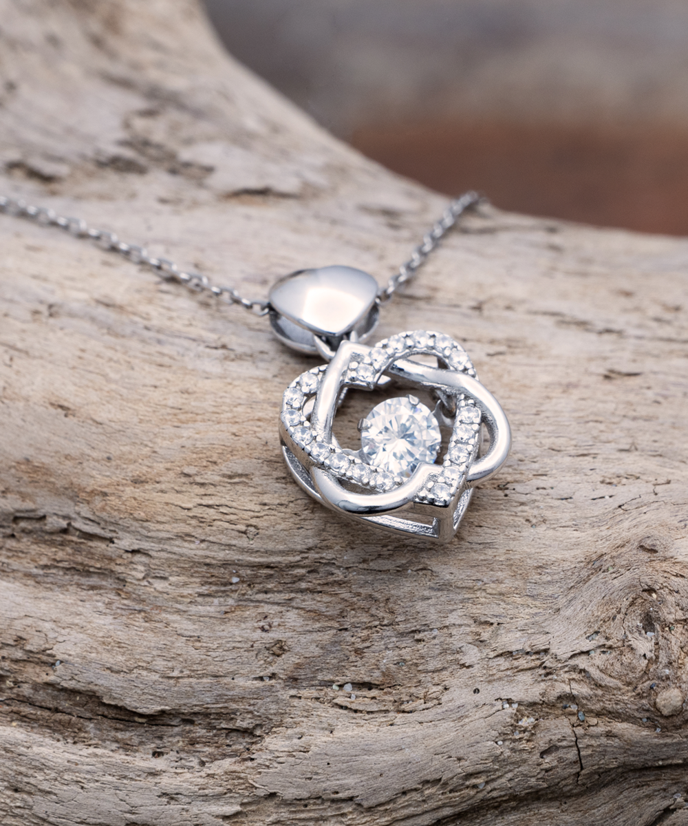 To My Beautiful Wife Heart Knot Silver Necklace - Valentine's Gift for Wife