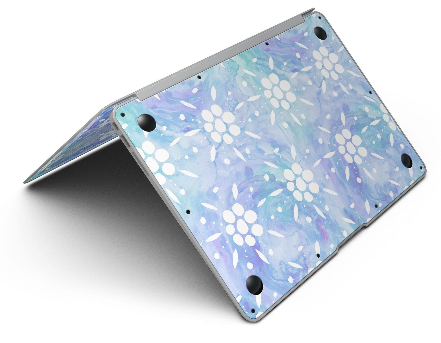 Blue Watercolor and White Flower Print Pattern - MacBook Air Skin Kit