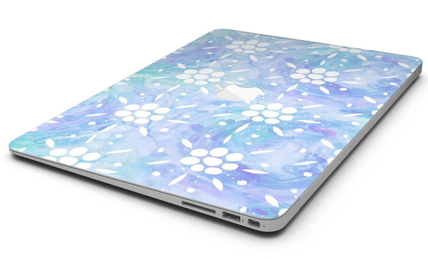 Blue Watercolor and White Flower Print Pattern - MacBook Air Skin Kit