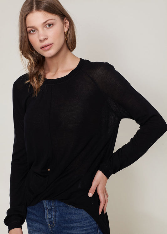 Wrap Hem Sweater - Black