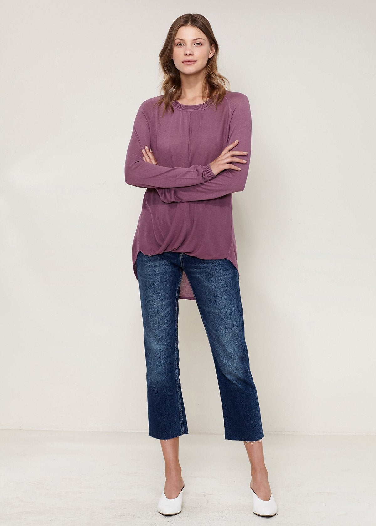 Wrap Hem Sweater - Fig