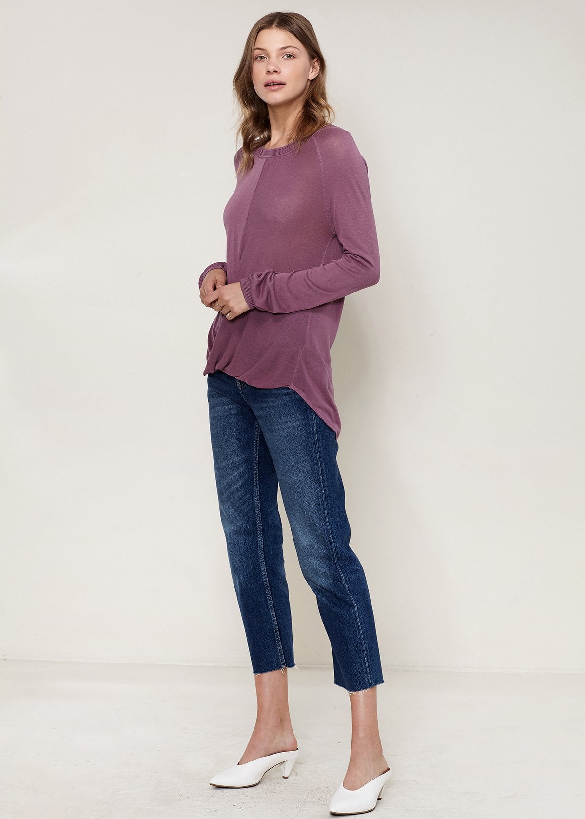 Wrap Hem Sweater - Fig