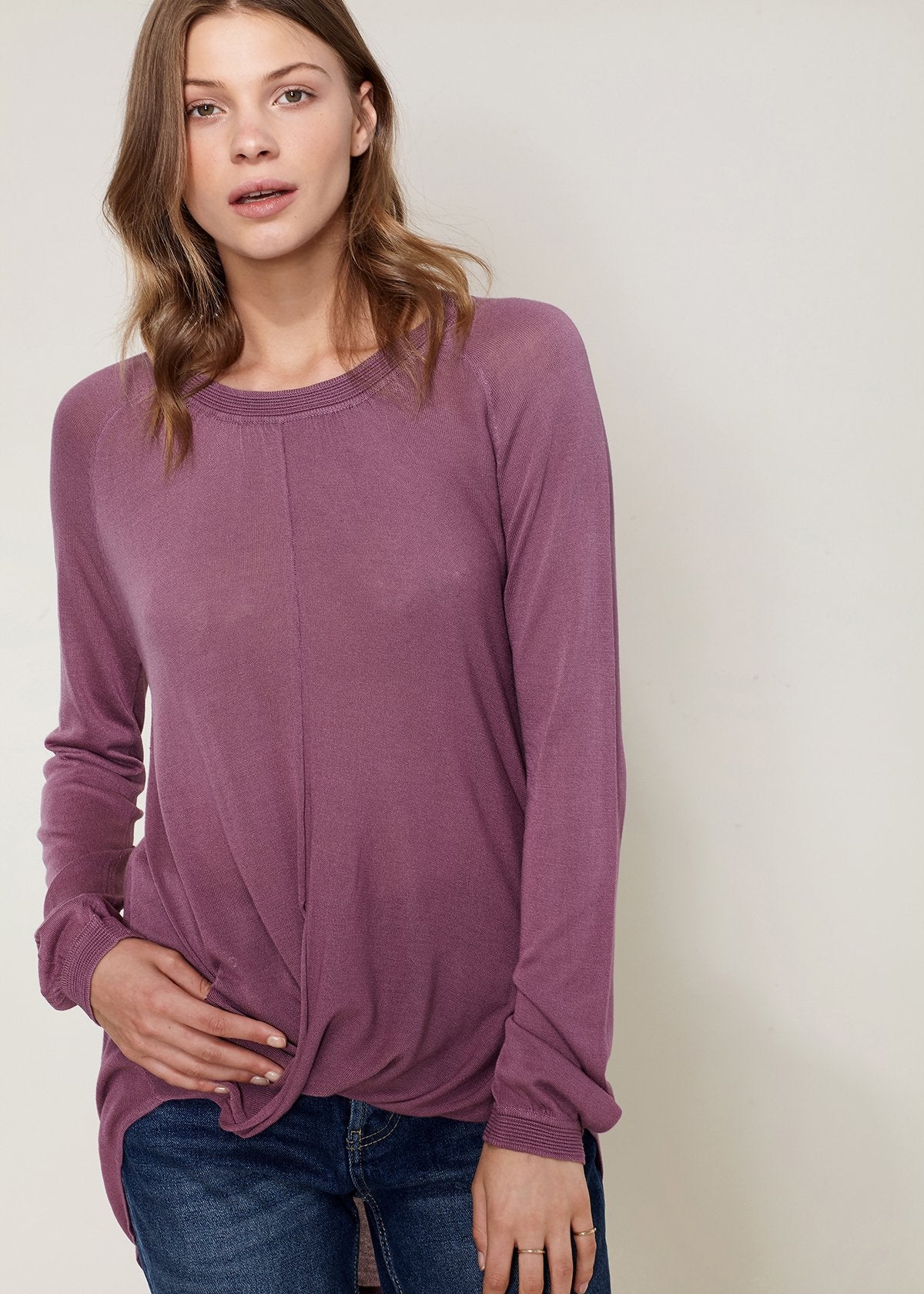 Wrap Hem Sweater - Fig